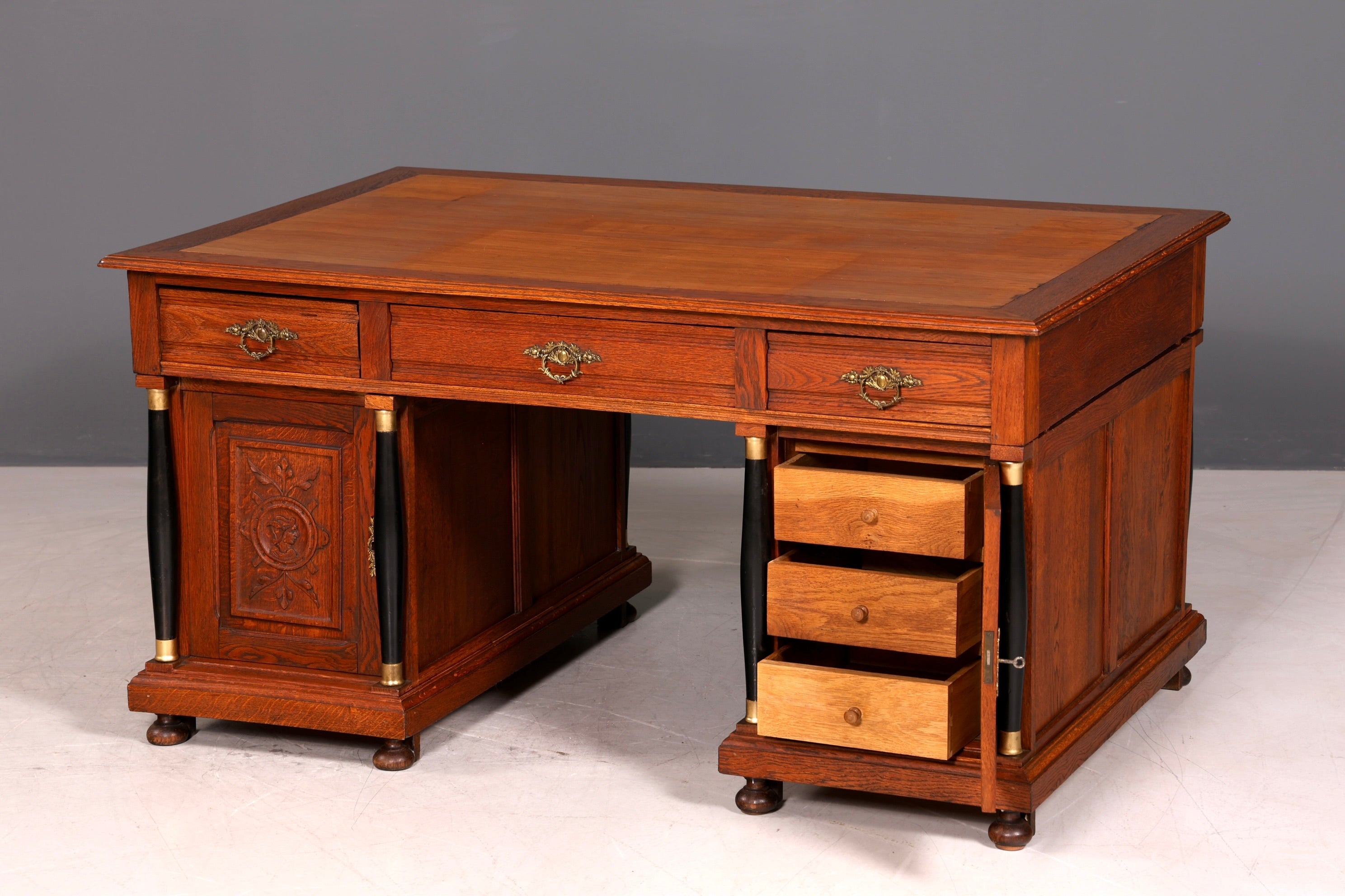 Traumhafter Gründerzeit Schreibtisch Jugendstil Bürotisch echt Holz Antik Office Desk