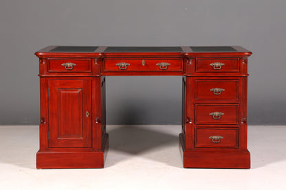 Wunderschöner Englischer Schreibtisch Mahagoni Lederauflage Bürotisch Office Desk Antik Vintage