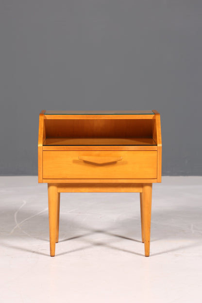 Schlichte Hellerau Kommode Mid Century Nachttisch echt Holz Beistelltisch VEB Möbel 1 von 2