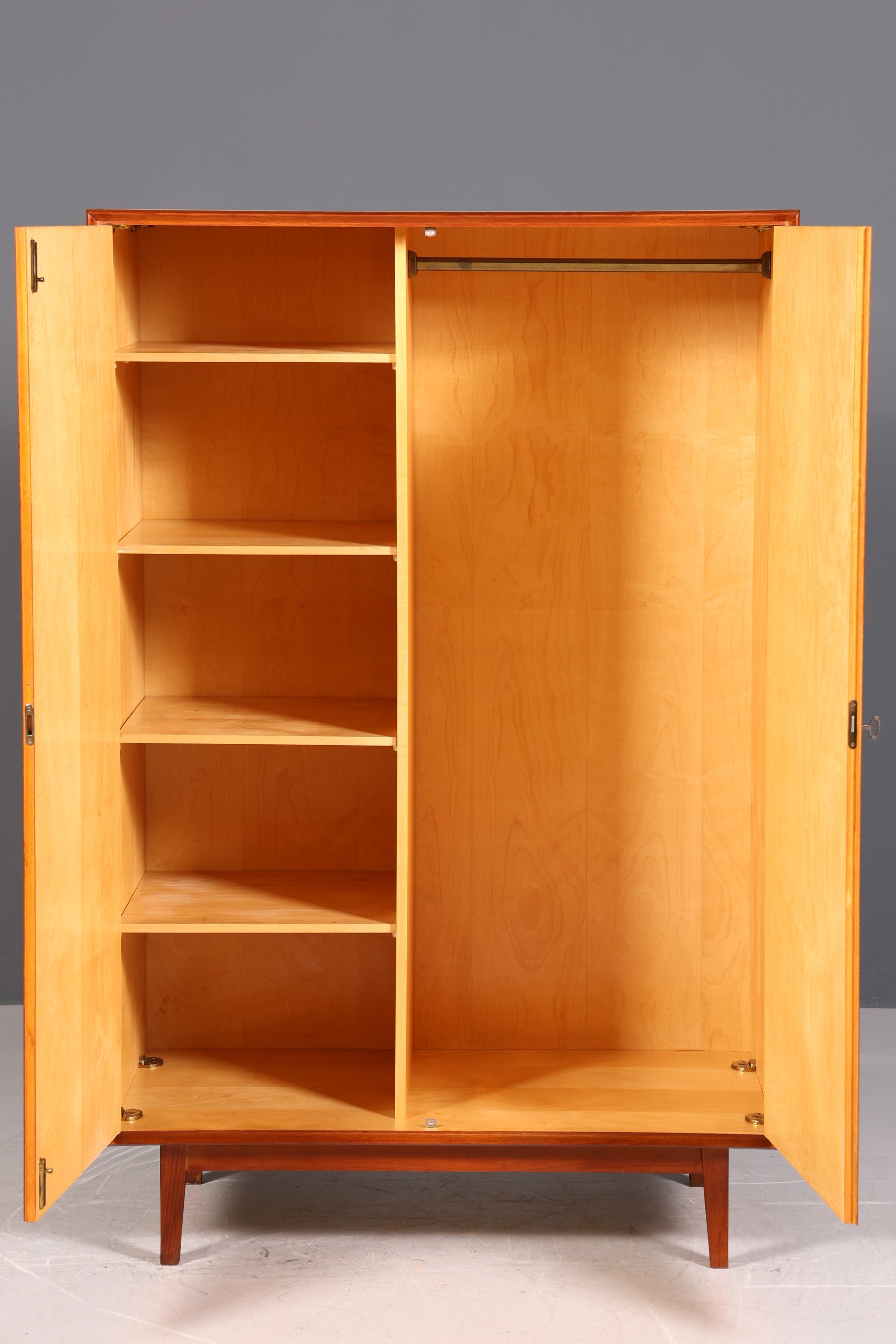 Dreamlike mid-century wardrobe, vintage cabinet, retro Danish design, teak linen cupboard, hallway cupboard