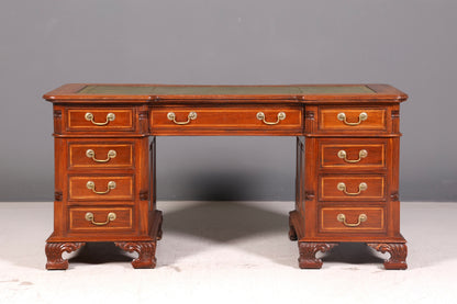 Wunderschöner Englischer Schreibtisch echt Lederauflage Bürotisch Office Desk Antik Vintage