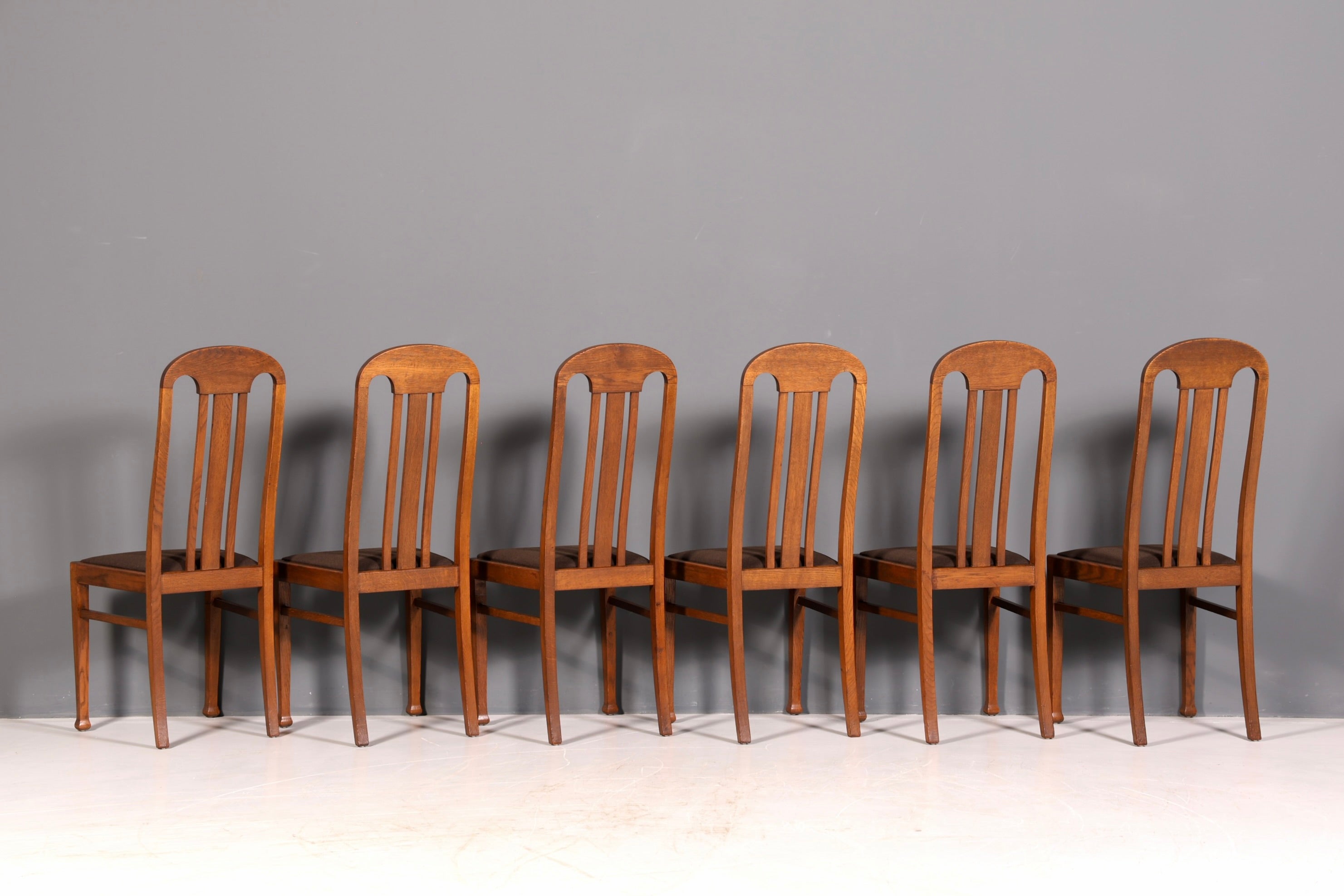 6x Wunderschöne Jugendstil Stühle Stuhl Set Antik Eiche Küchenstühle Esszimmerstühle um 1900