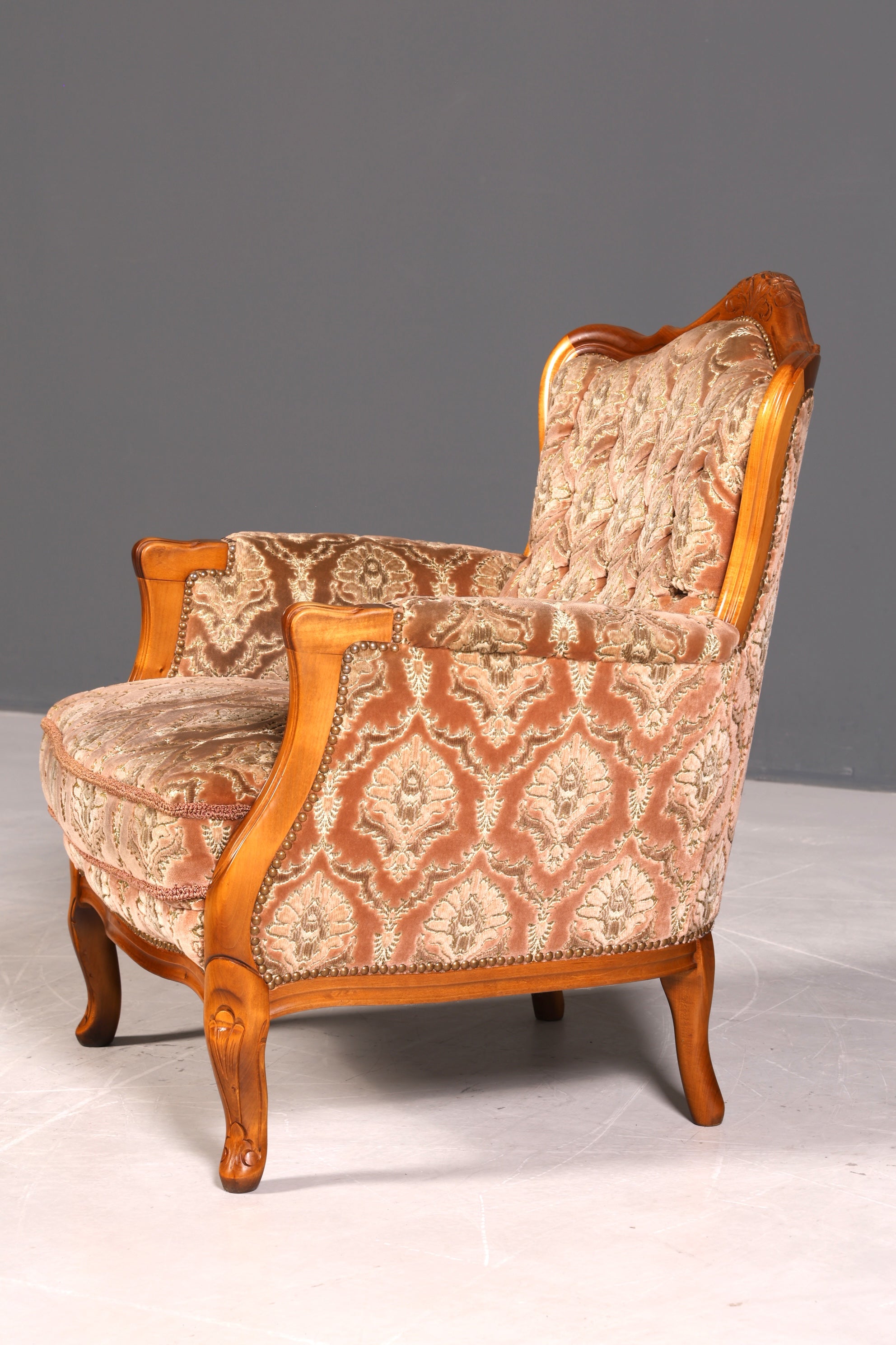 Edler Chippendale Armlehnsessel Barock Stil Sessel Armchair Samt Stoff Sessel 2 von 2