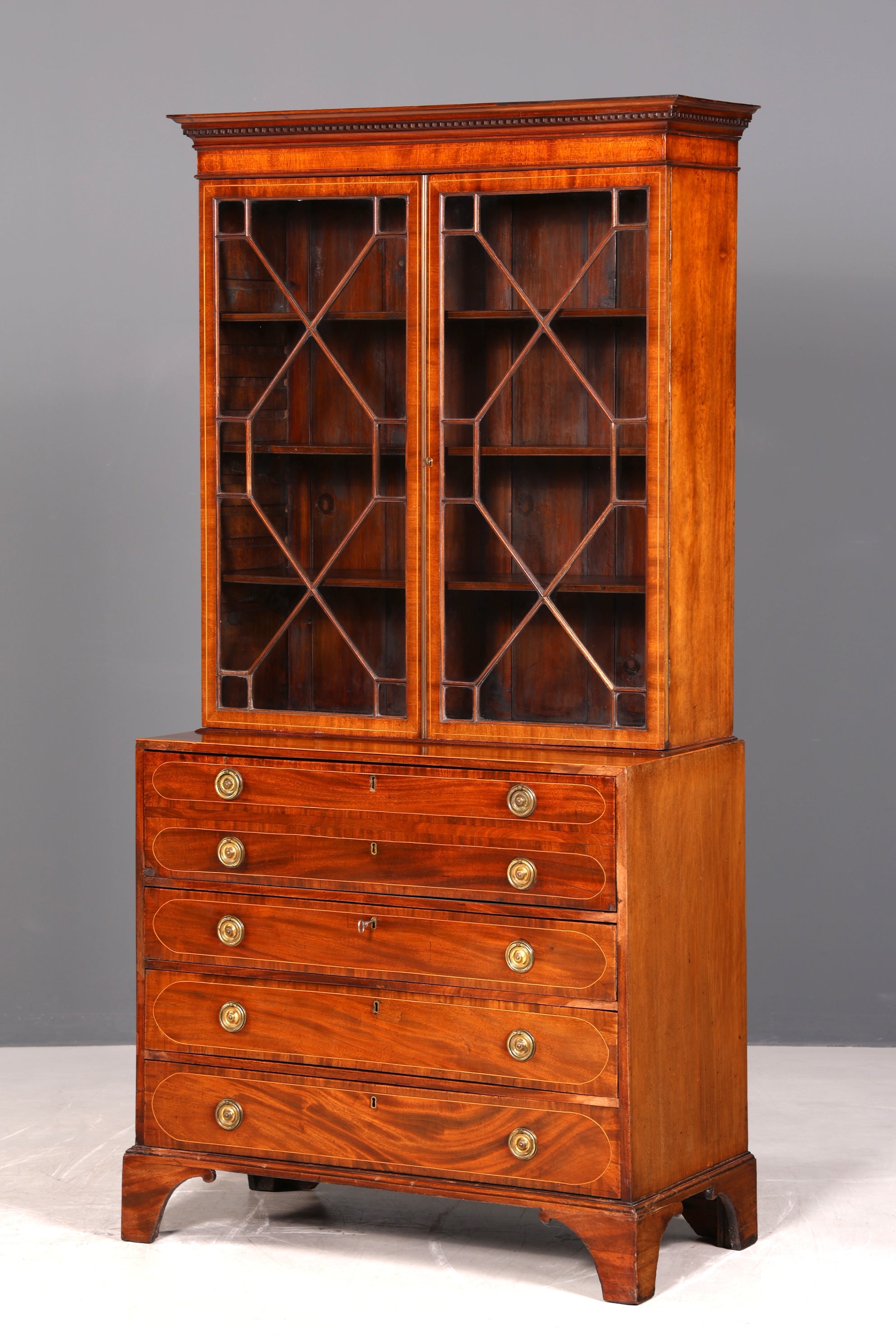 G785 Finish Wunderschöne Englische Vitrine Bibliothek Sekretär echt Holz Antik Schrank Regal (Kopie)