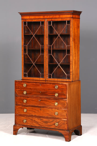 G785 Finish Wunderschöne Englische Vitrine Bibliothek Sekretär echt Holz Antik Schrank Regal (Kopie)