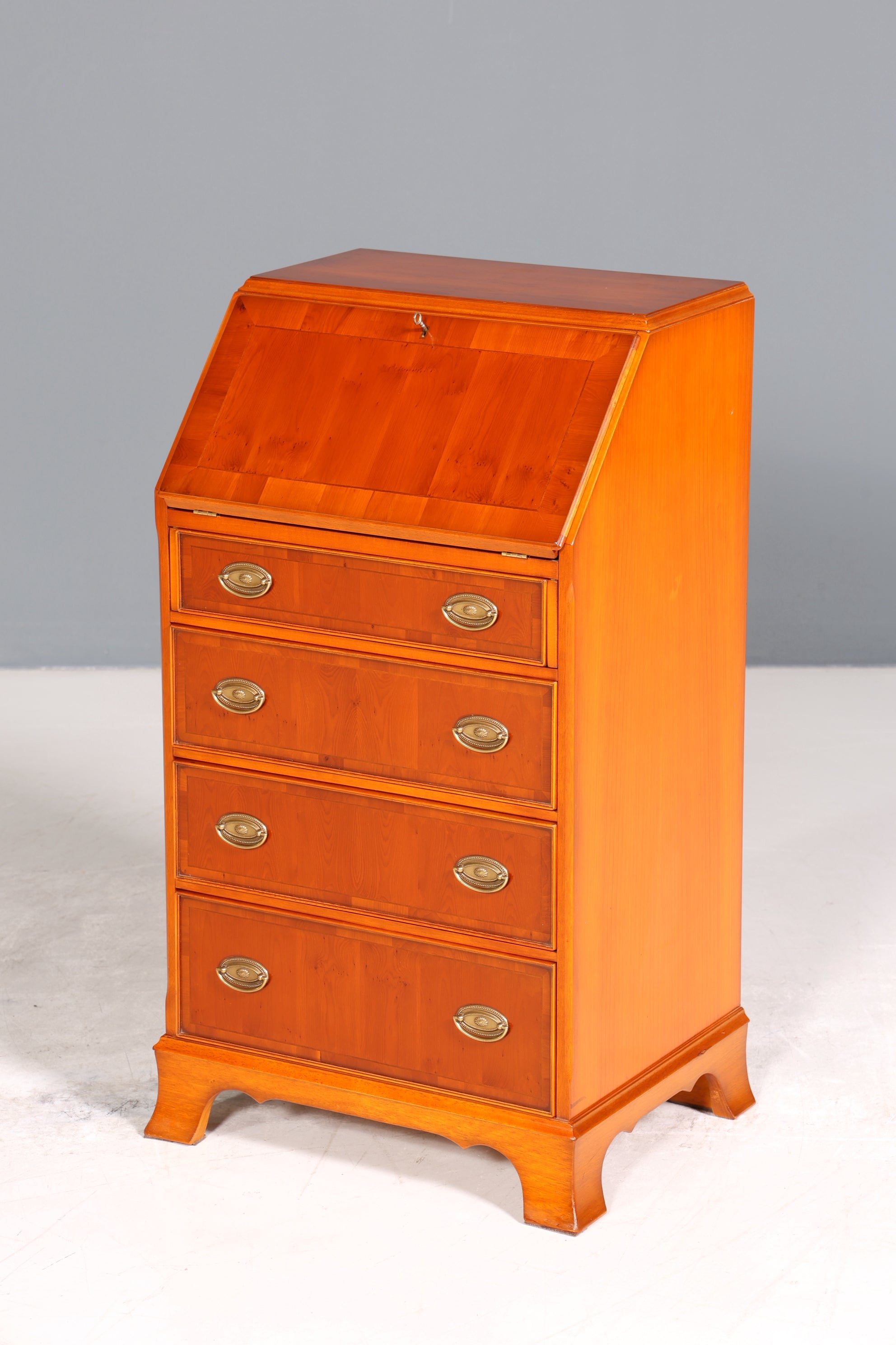 Stilvoller Englischer Sekretär Original Heldense Büro Schreibtisch Eibe Antik 60s Schreibkommode UK