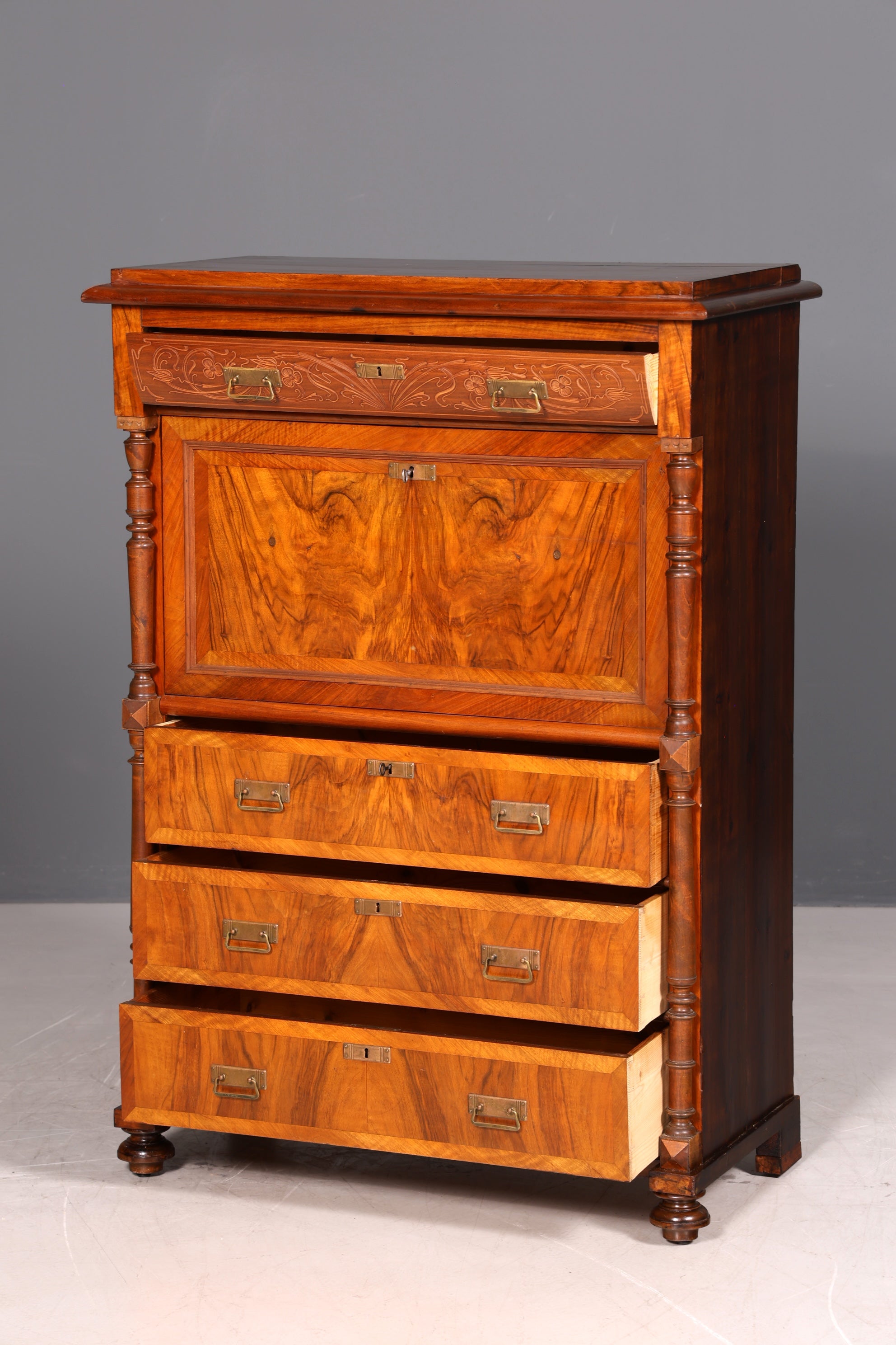 G782 Finish Wunderschöner Gründerzeit Sekretär Kommode Jugendstil Schubladenkommode Antik Vertiko (Kopie)