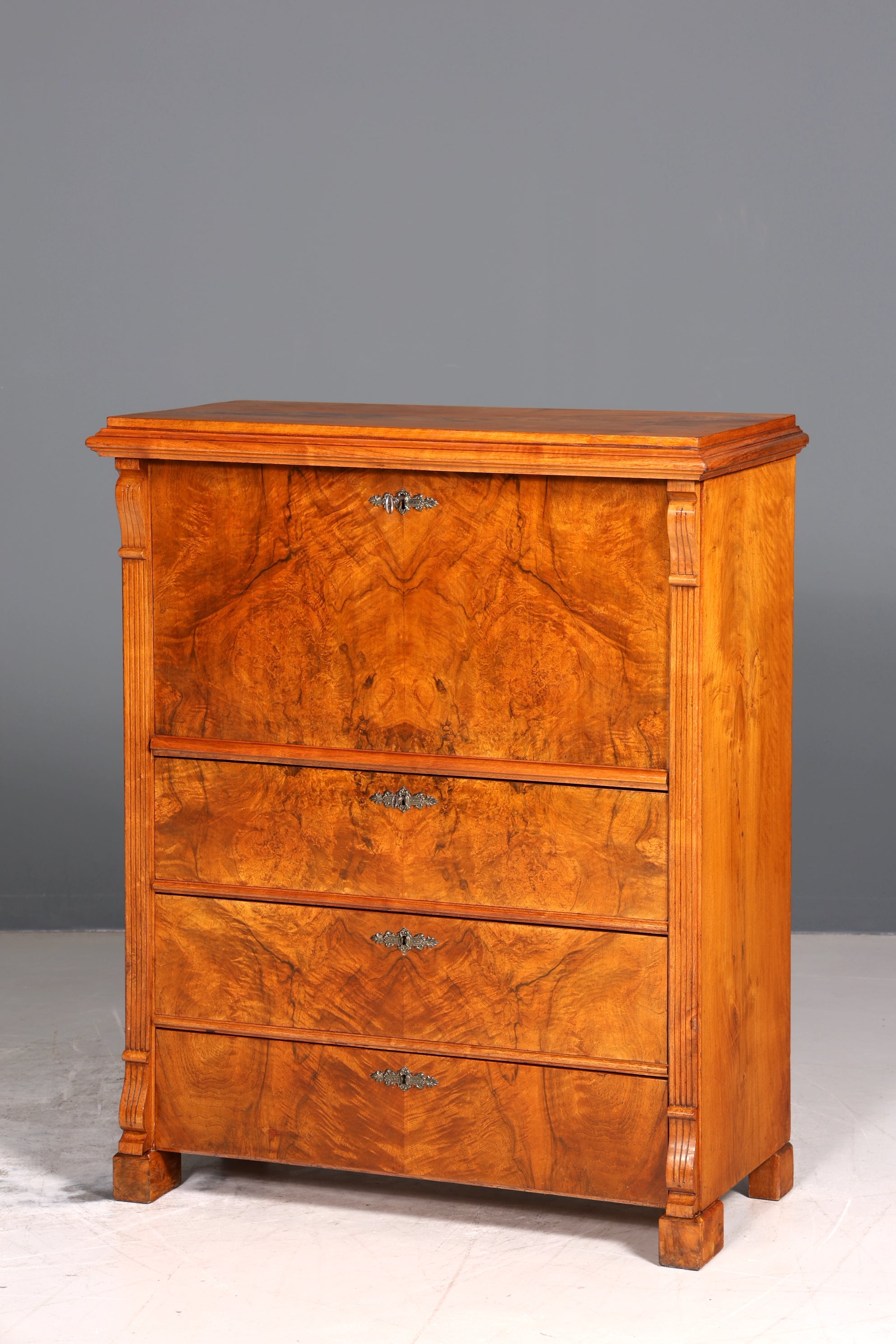 Stilvoller Biedermeier Sekretär Vertiko Louis Philippe  Kommode Schubladenkommode