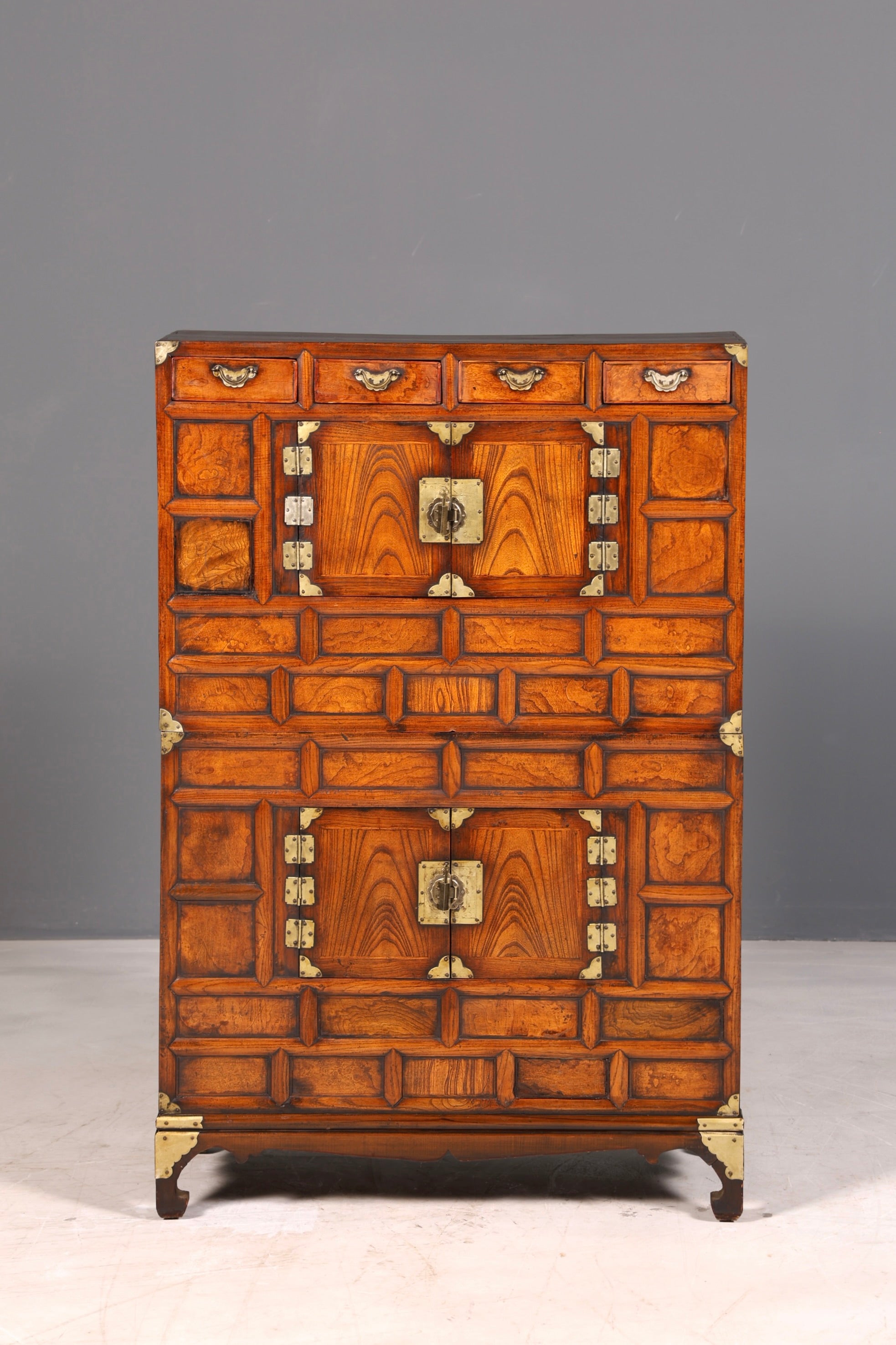 Beautiful Asian cabinet, antique chest of drawers, solid wood, genuine brass, vertiko