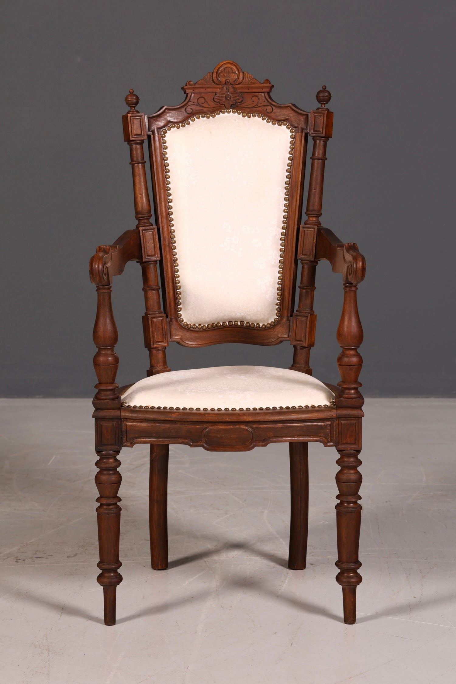 Elegant Neo-Renaissance armchair, antique Historicist chair, Gründerzeit secretary chair, desk chair, upholstered chair 2 of 2