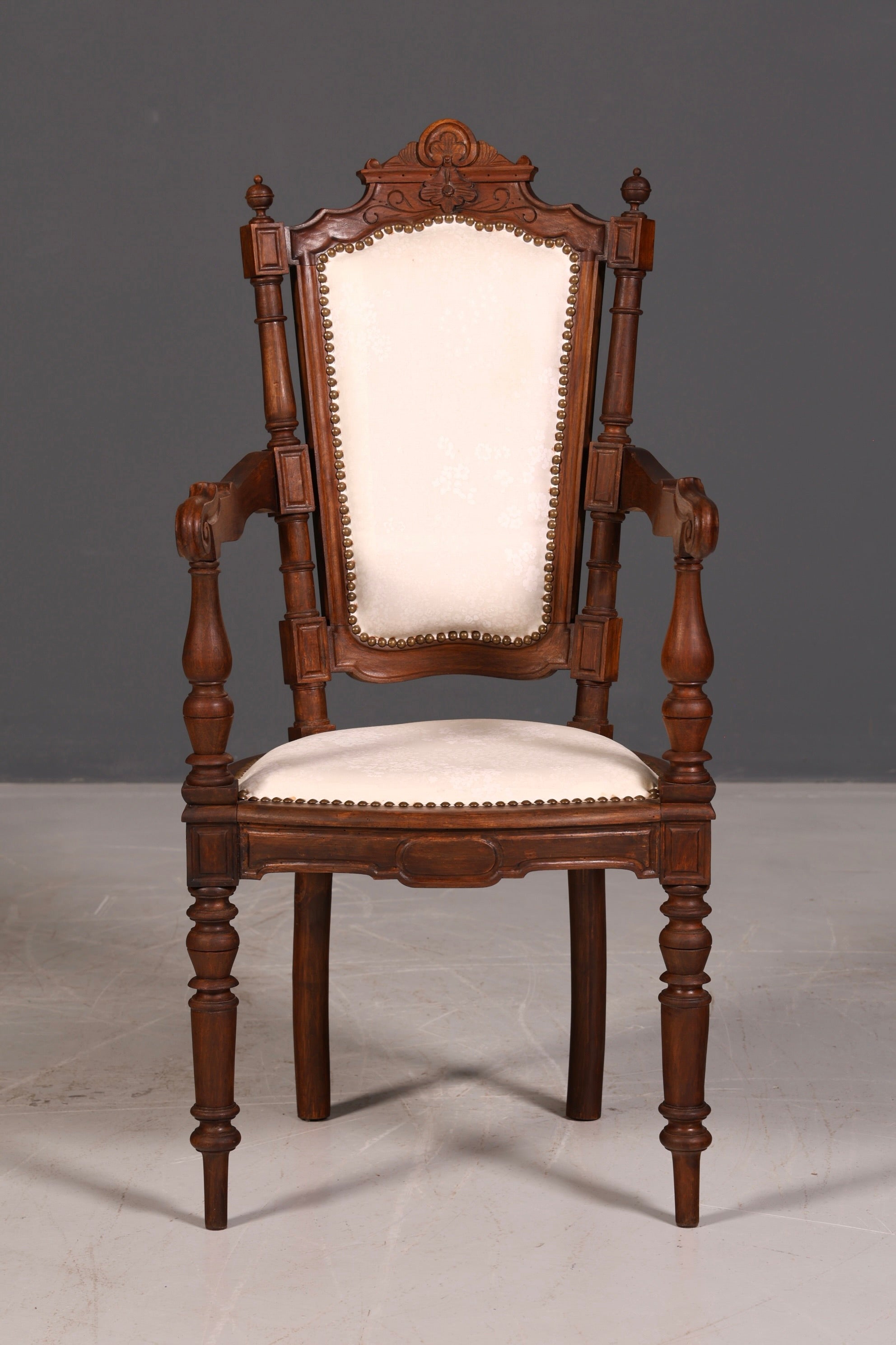 Elegant Neo-Renaissance armchair, antique Historicist chair, Gründerzeit secretary chair, desk chair, upholstered chair 2 of 2