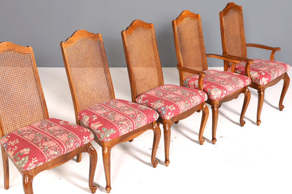 5x Original Chippendale Stühle Vintage Korbgeflecht Küchenstühle Wiener Geflecht Stuhl Set
