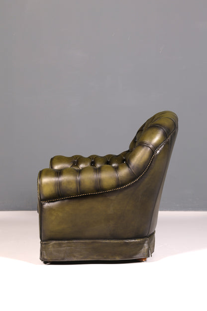 Edler Original Chesterfield Sessel Englisch Echt Leder Lesesessel Lounge Antik UK