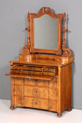 Edle Gründerzeit Kommode mit Spiegelaufsatz Louis Philippe Frisierkommode Holz Schrank Antik Flurschrank um 1880