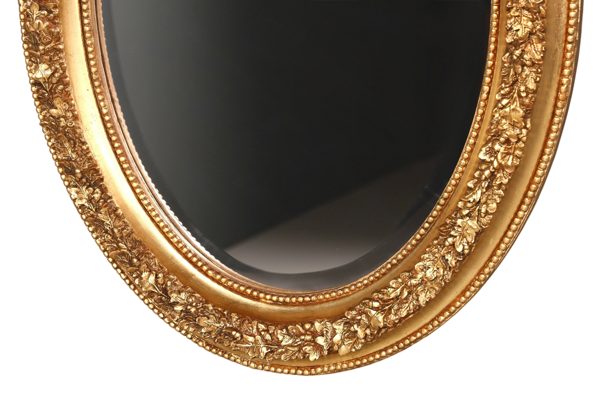 Edler Ovaler Prunk Barock Stil Wandspiegel Ornamenten Gold Spiegel