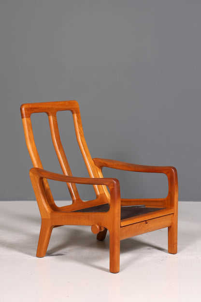 Wunderschöner Original Juul Kristensen Sessel Mid Century Liegefunktion Armlehnsessel Made in Denmark Teak Holz Lounge Sessel 60s 2 von 2