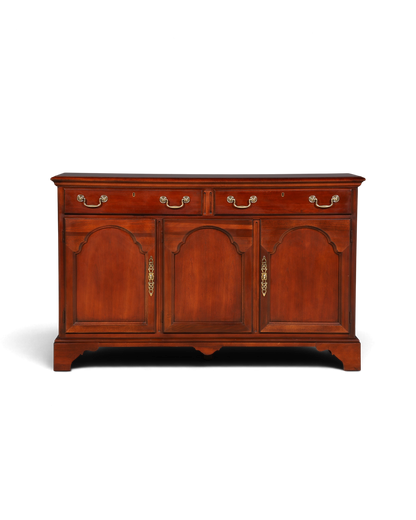Hauptstadt Möblerei Drexel Heritage Sideboard aus dunklem Holz im Antik-Stil mit sieben Schubladen und Messinggriffen