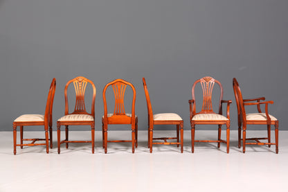 6x Traumhafte Stühle im Gustavianischer Stil Englisch Stil Küchenstühle Antik Stil Esszimmer Stuhl Set