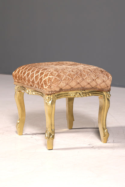 Traumhafter Barock Stil Hocker echt Holz Polster Schemel Fussablage