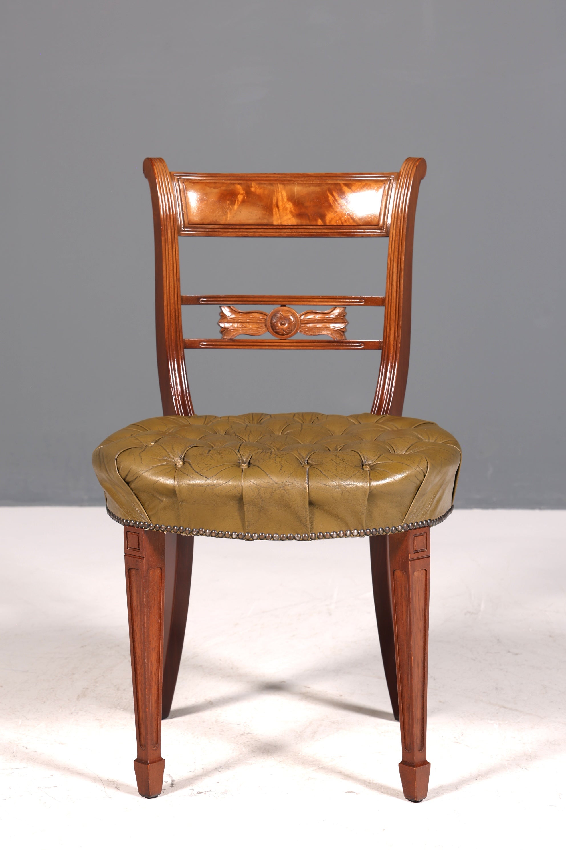 Wunderschöner Chesterfield Stuhl Anno Dom Sekretär Stuhl Englisch echt Leder Küchenstuhl 4 von 4