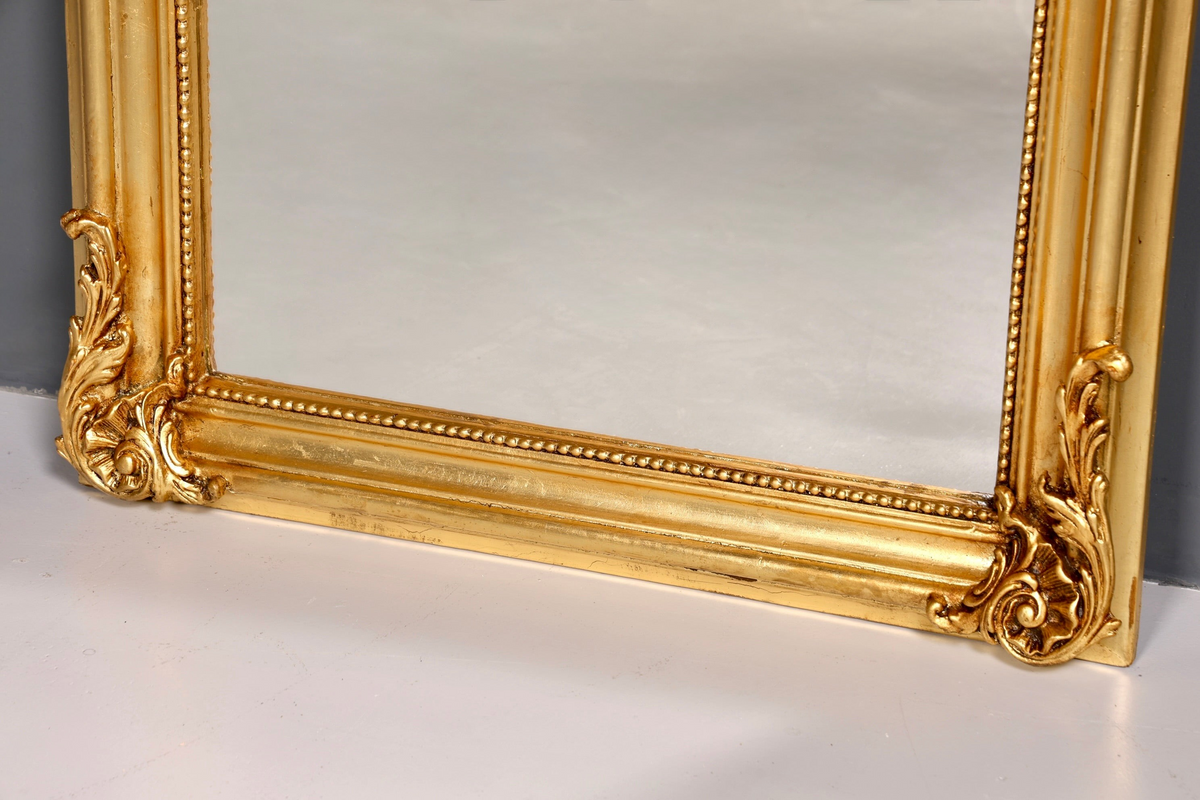Prunk Barock Standspiegel Antik Ornament Flurspiegel Gold