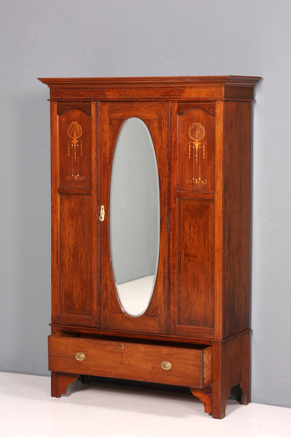 Traumhafter Englischer Jugendstil Schrank um 1910 massiv Holz Kleiderschrank