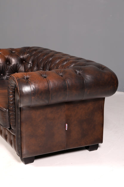 Wunderschönes Original Chesterfield Sofa 2-Sitzer Couch England Echt Leder Polstersofa Englisch Vintage