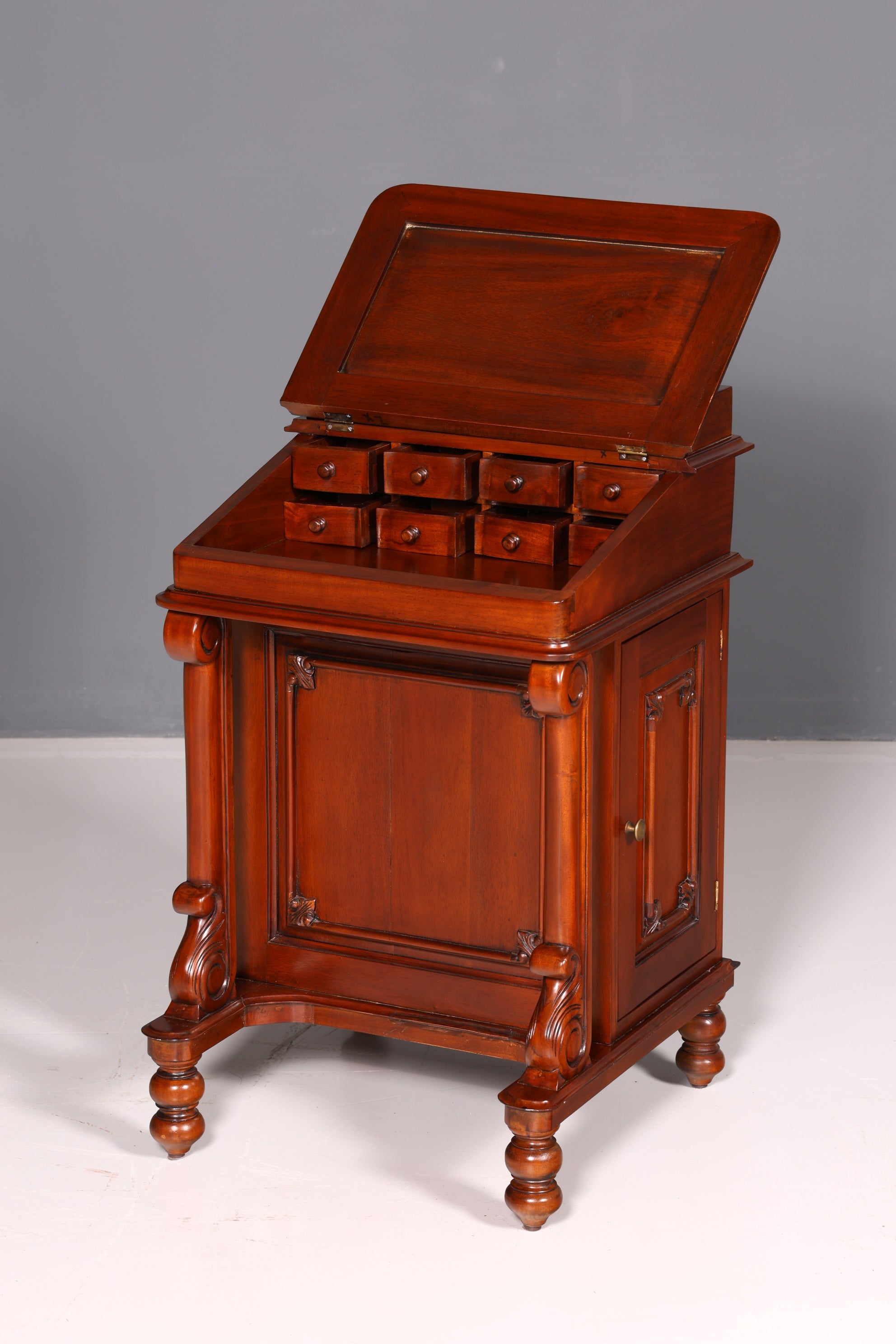 Wunderschöner Englischer Davenport Schreibtisch Desk Sekretär Lederauflage Kommode Antik Vintage