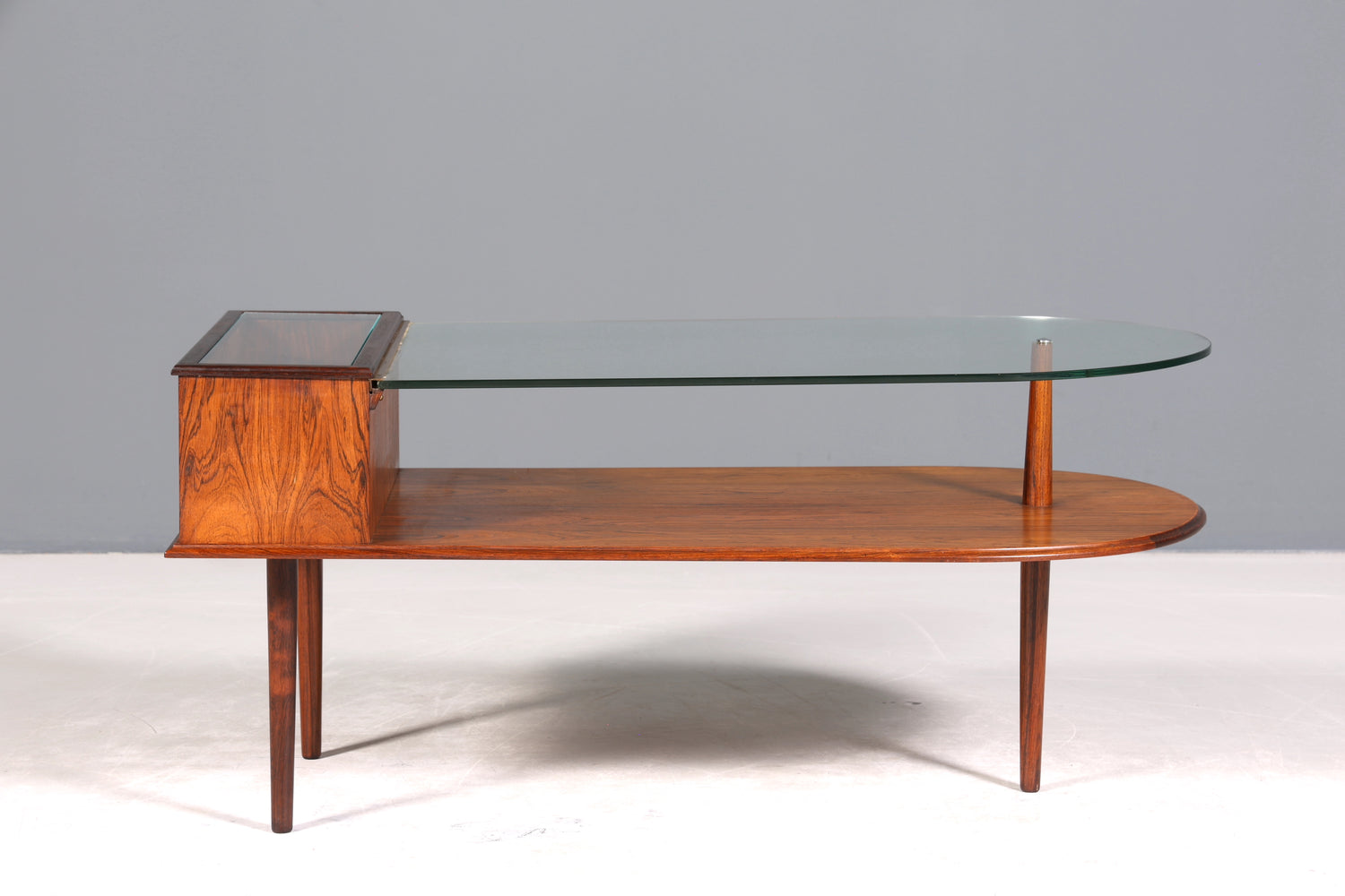 Wunderschöner Mid Century Couchtisch designed by Johannes Andersen Retro Ablagetisch Glastisch Made in Denmark Tisch