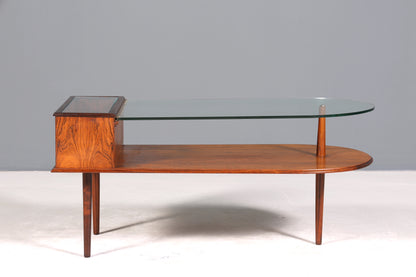 Wunderschöner Mid Century Couchtisch designed by Johannes Andersen Retro Ablagetisch Glastisch Made in Denmark Tisch