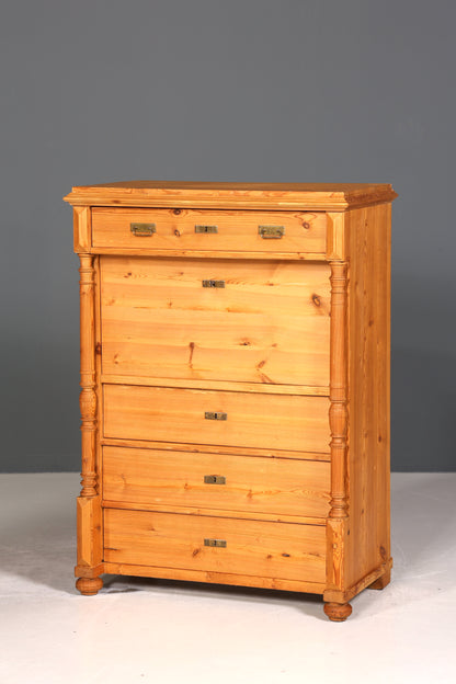 Stilvoller Gründerzeit Sekretär Vertiko Highboard Weichholz Jugendstil Kommode Landhaus Schrank um 1880