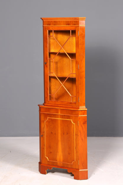Wunderschöne Englische Eckvitrine Eibe Echt Holz Schrank Eckschrank Glasvitrine Vitrine Vintage