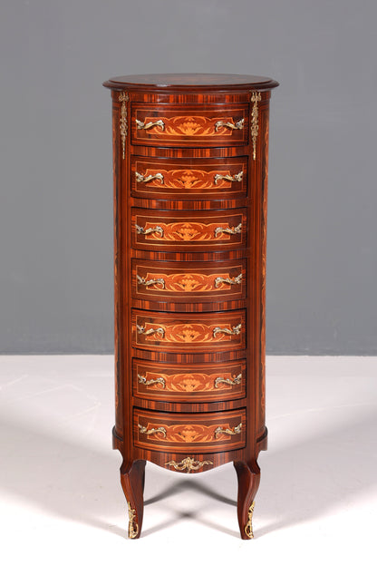 Traumhafte Barock Stil Kommode Vertiko Intarsien Schubladenkommode 7-Schübige Kommode