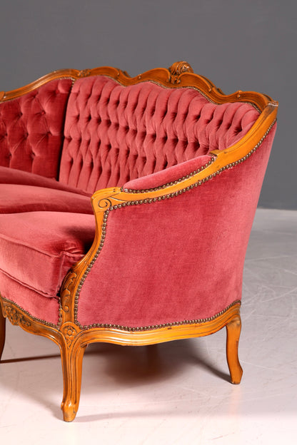 G064 Finish cm Wunderschönes Chippendale Sofa Barock Stil Couch Samt Stoff 3 Sitzer