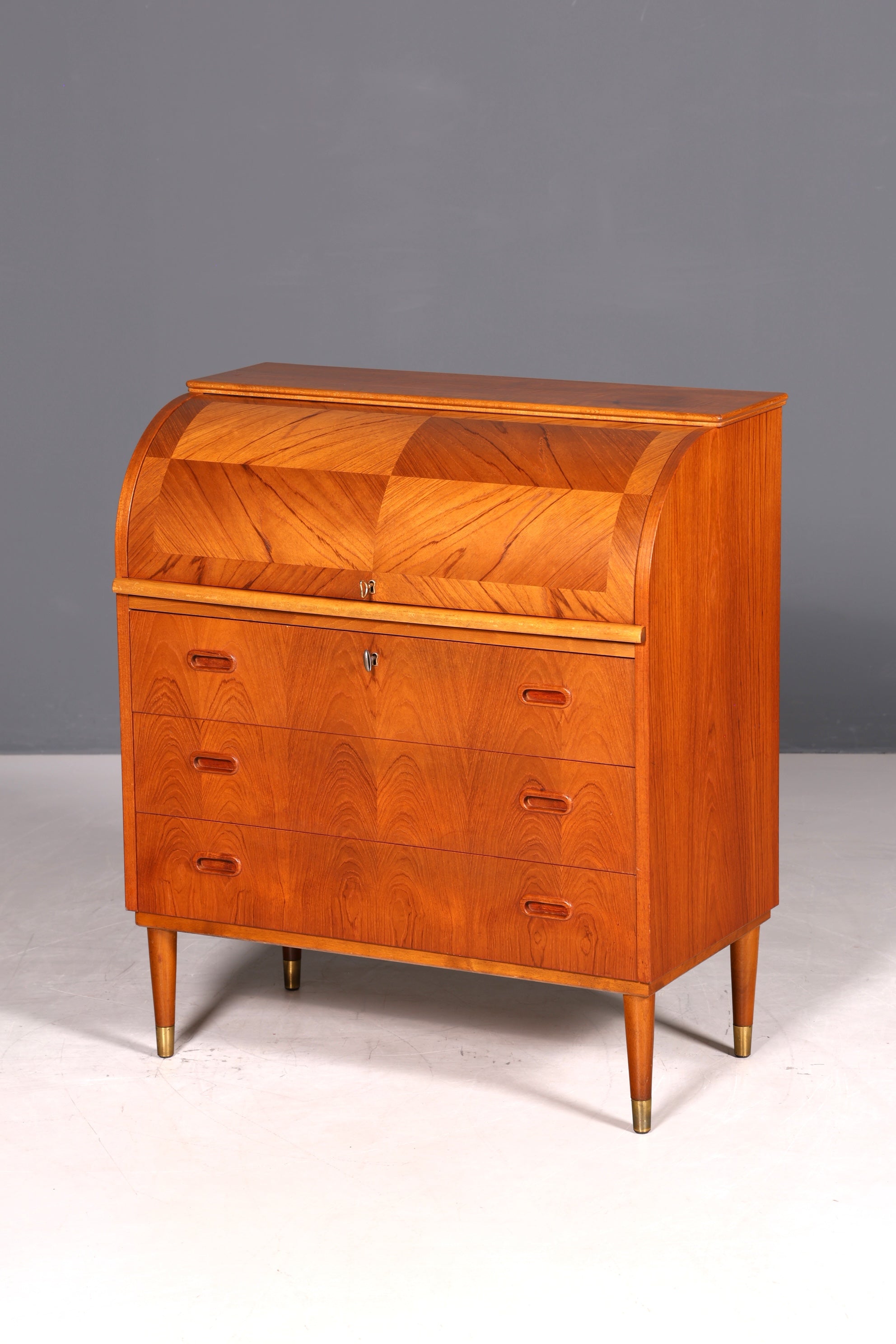 Wunderschöner Mid Century Rollladen Sekretär Danish Design echt Holz Schreibkommode 60er Jahre