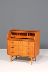Wunderschöner Mid Century Rollladen Sekretär Danish Design Teak Holz Schreibkommode 60er Jahre