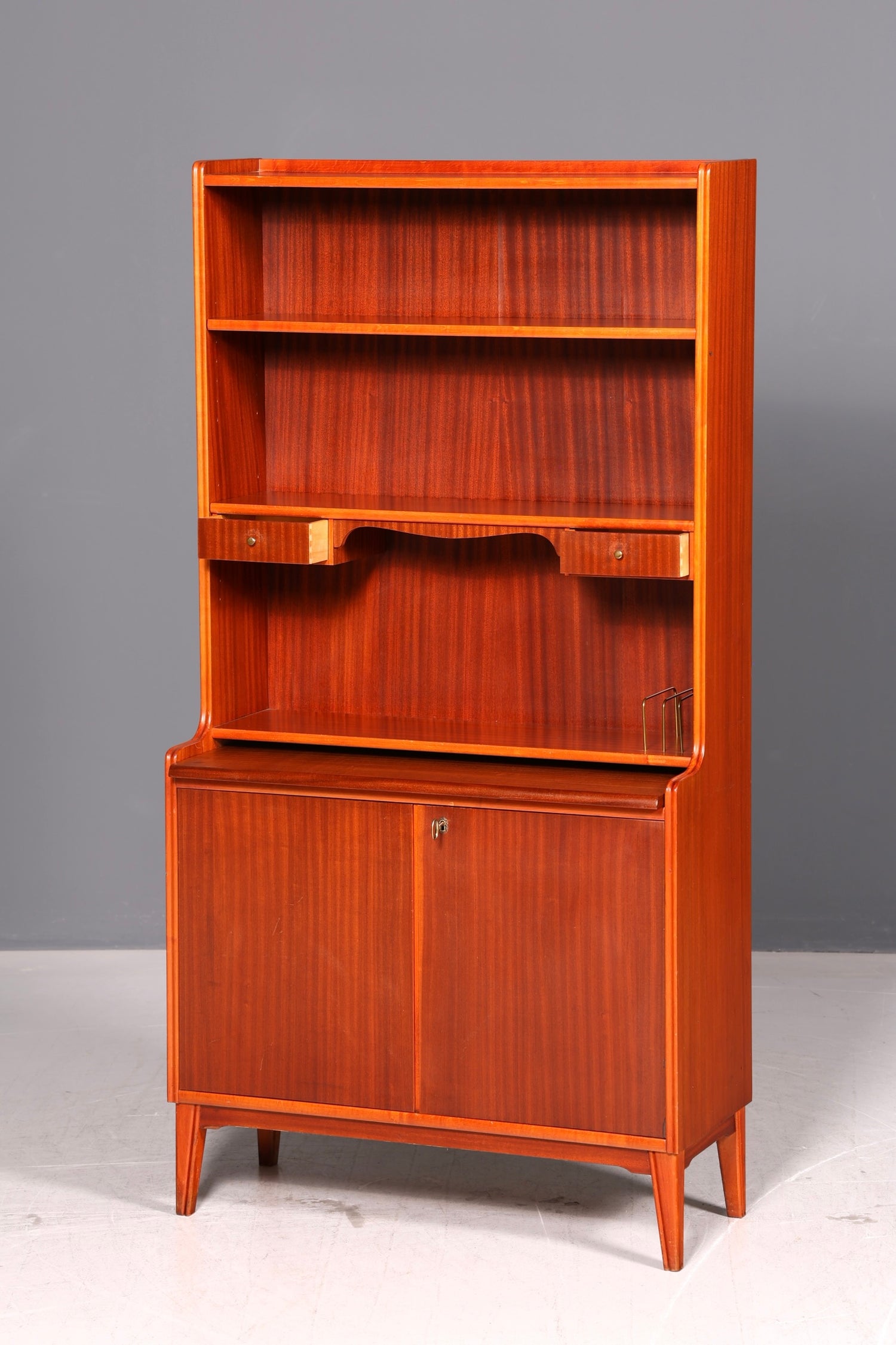 Wunderschöner Mid Century Schrank Sekretär Bücherregal Highboard Vintage Regal Kommode Holz