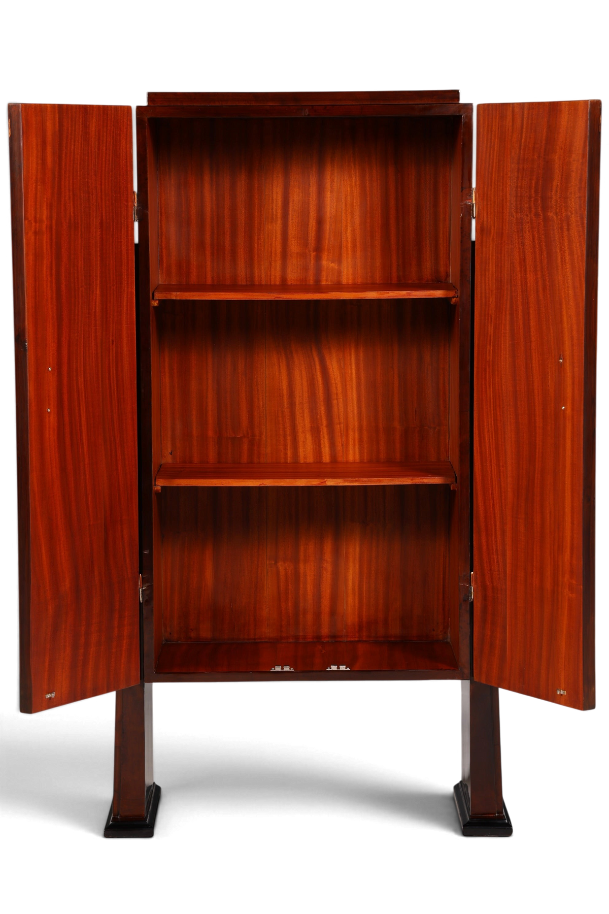 Hauptstadt Möblerei Art Deco Highboard Sun aus massivem Echtholz mit lebhafter Maserung und zwei offenen Türen