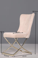 Edler Chesterfield Esszimmerstuhl "Valencia" in Beige Gold