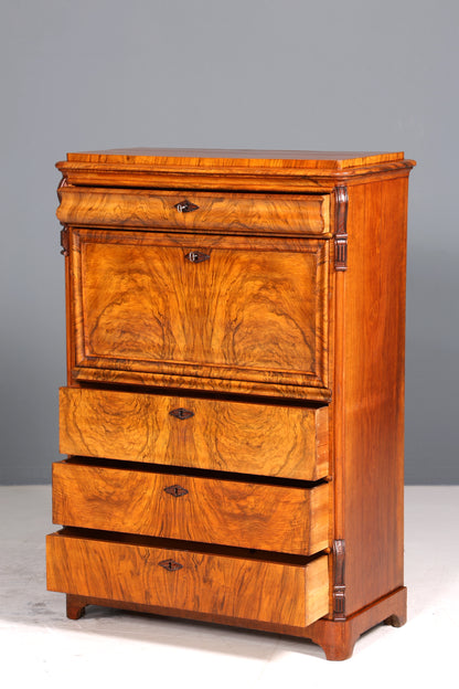 E903 Finish Wunderschöner Gründerzeit Sekretär Vertiko Highboard Louis Philippe Kommode um 1880