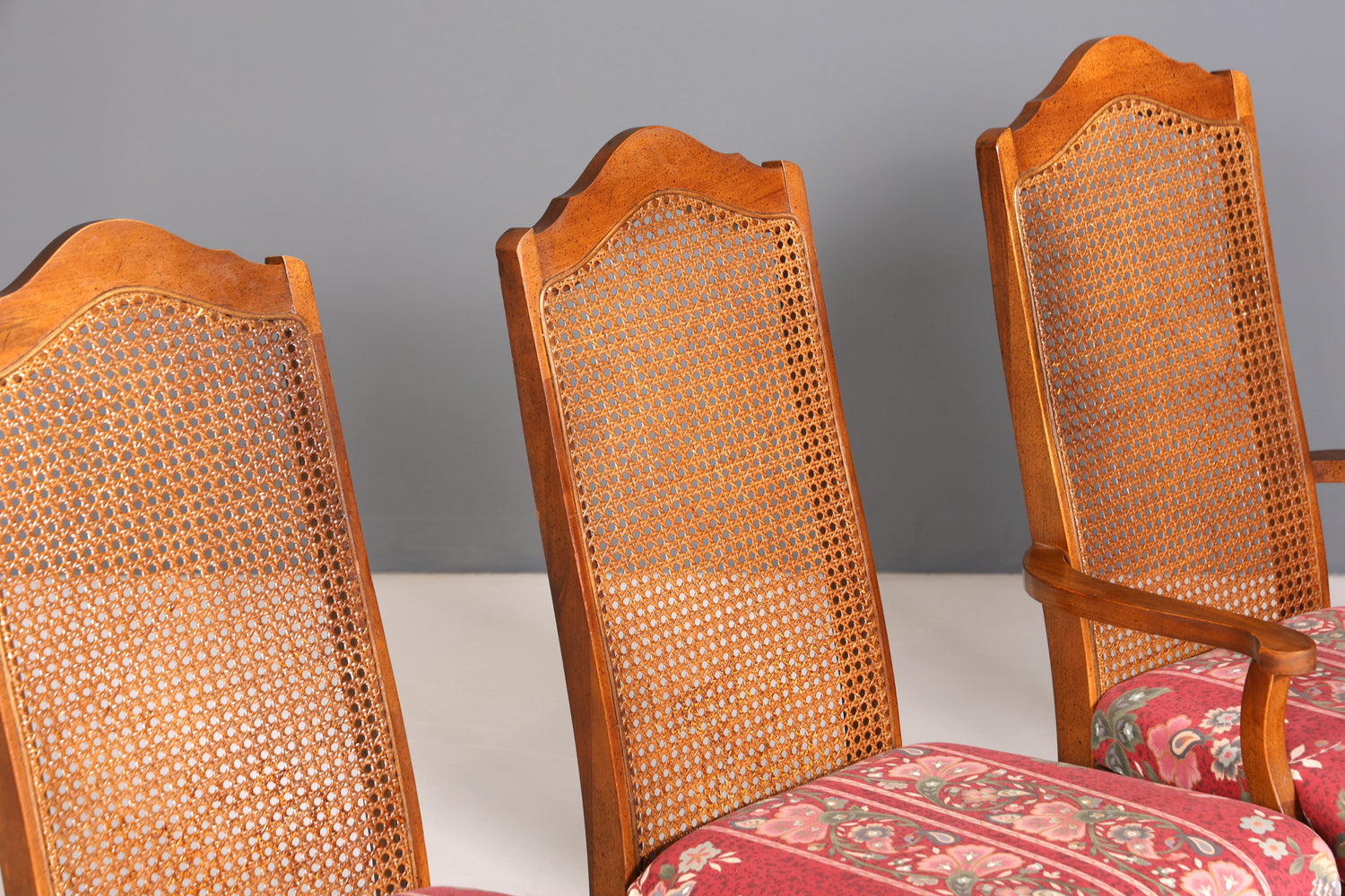 5x Original Chippendale Stühle Vintage Korbgeflecht Küchenstühle Wiener Geflecht Stuhl Set