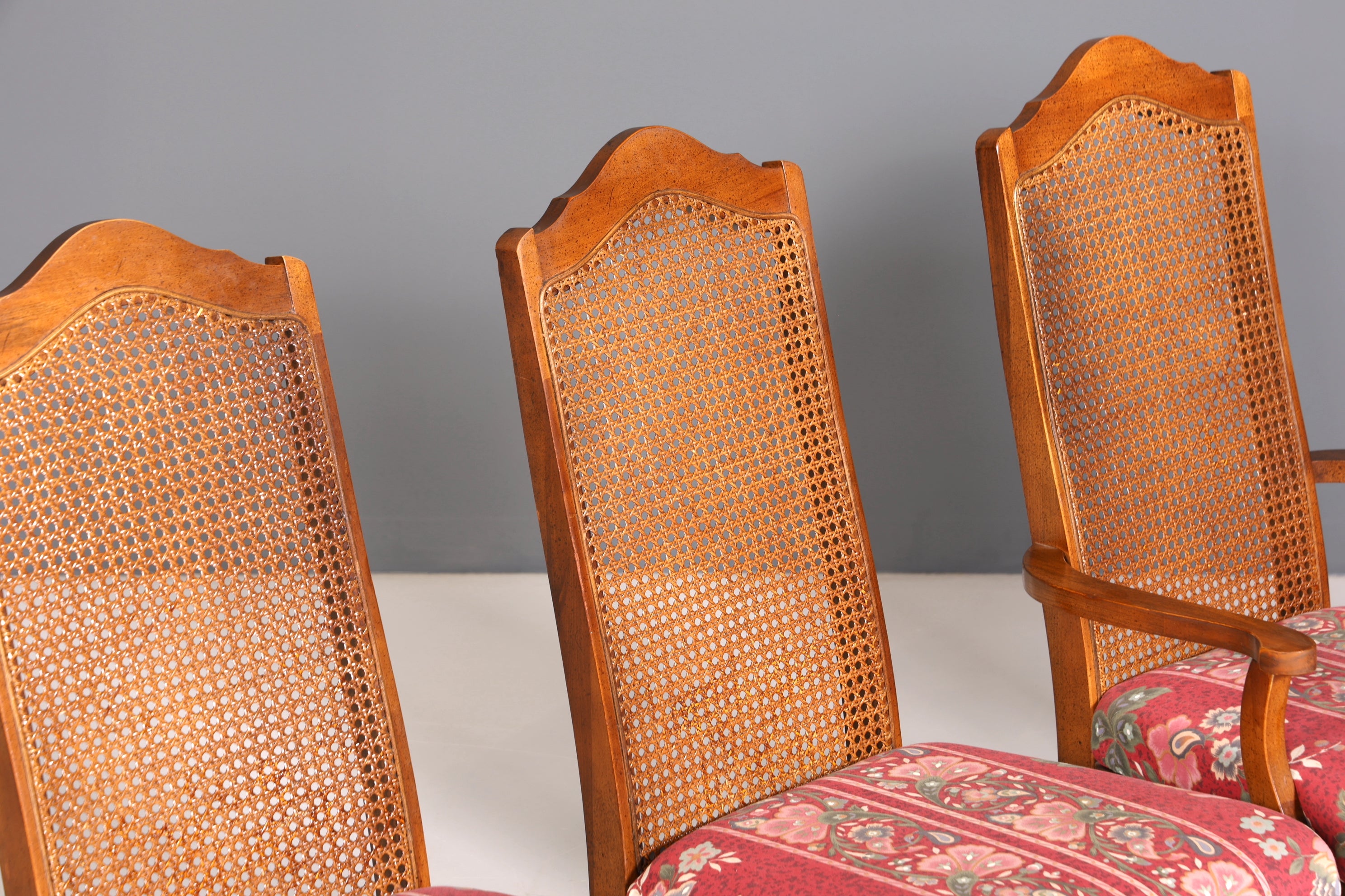 5x Original Chippendale Stühle Vintage Korbgeflecht Küchenstühle Wiener Geflecht Stuhl Set