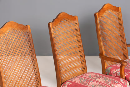 5x Original Chippendale Stühle Vintage Korbgeflecht Küchenstühle Wiener Geflecht Stuhl Set