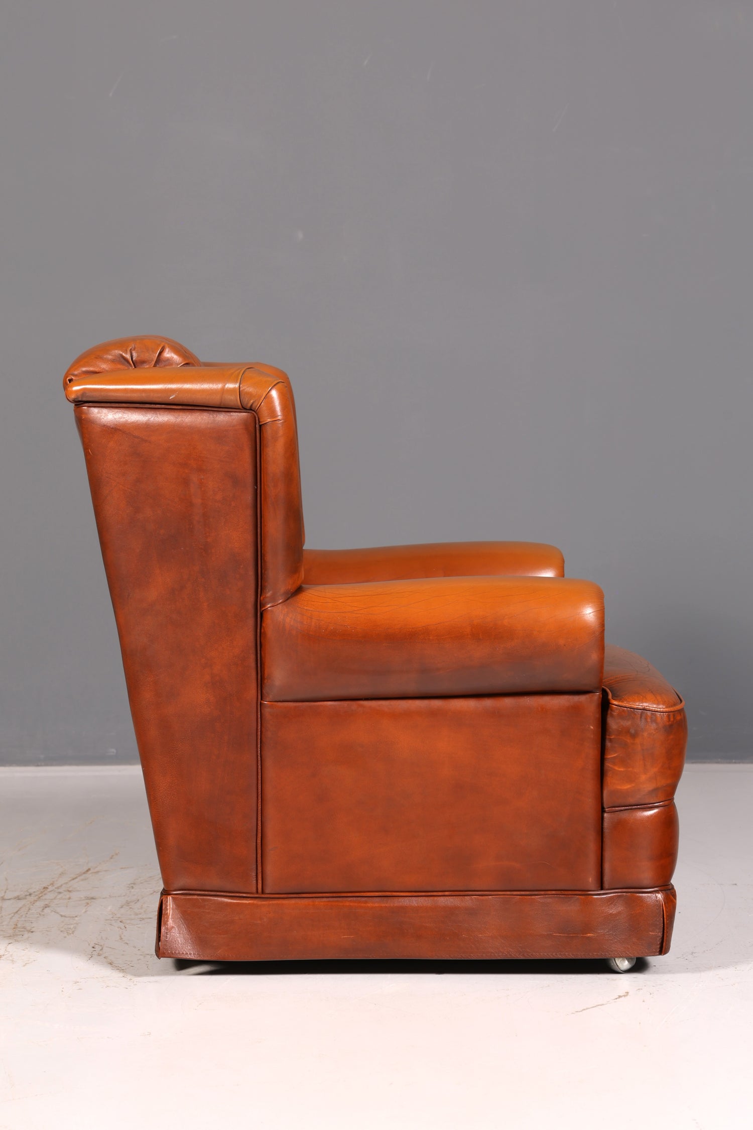 Stilvoller Original Chesterfield Sessel Englischer Armlehnsessel Cognac Echt Leder Herrensessel 2 von 2