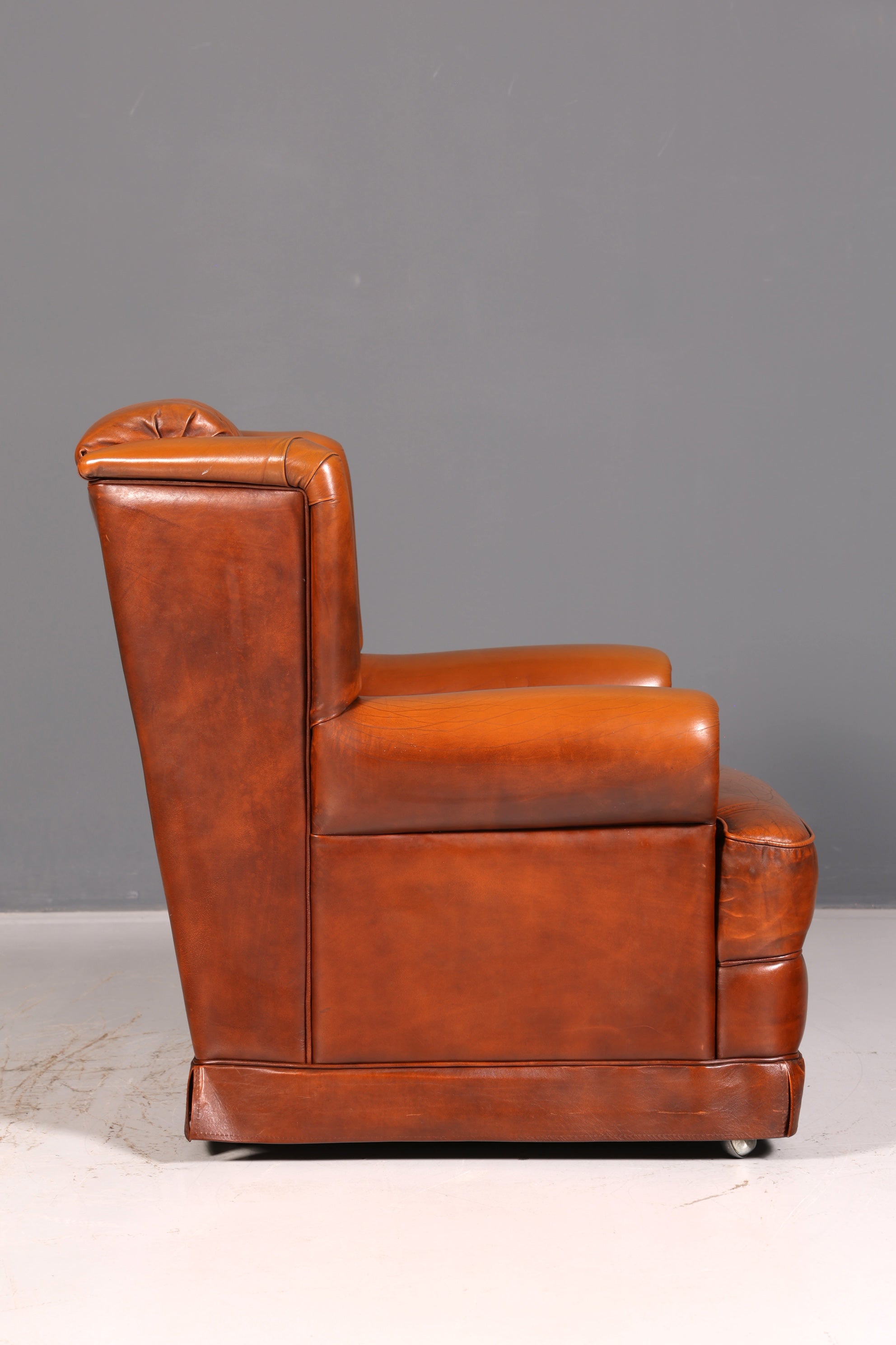 Stilvoller Original Chesterfield Sessel Englischer Armlehnsessel Cognac Echt Leder Herrensessel 2 von 2