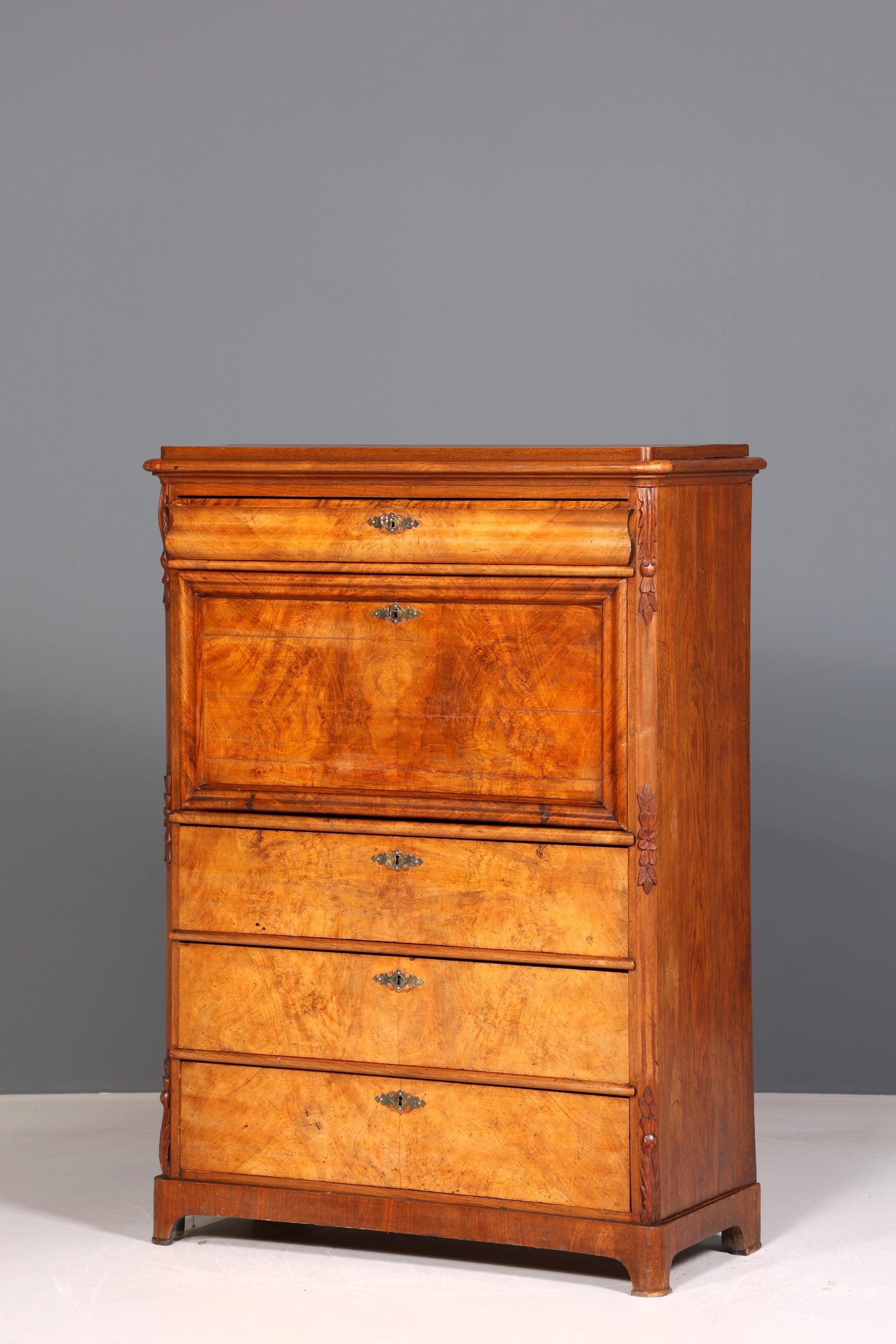 Stilvoller Jugendstil Sekretär Biedermeier Vertiko Antik Kommode um 1890 Schreibkommode