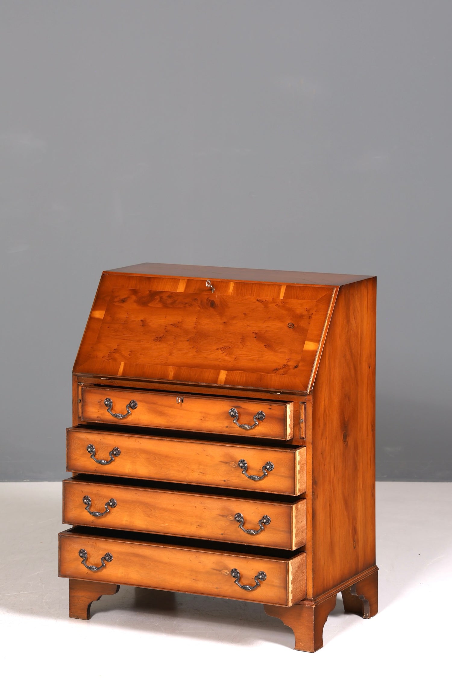 Wunderschöner Englischer Sekretär Schreibkommode Antik Stil echt Lederauflage Kommode UK Schreibtisch