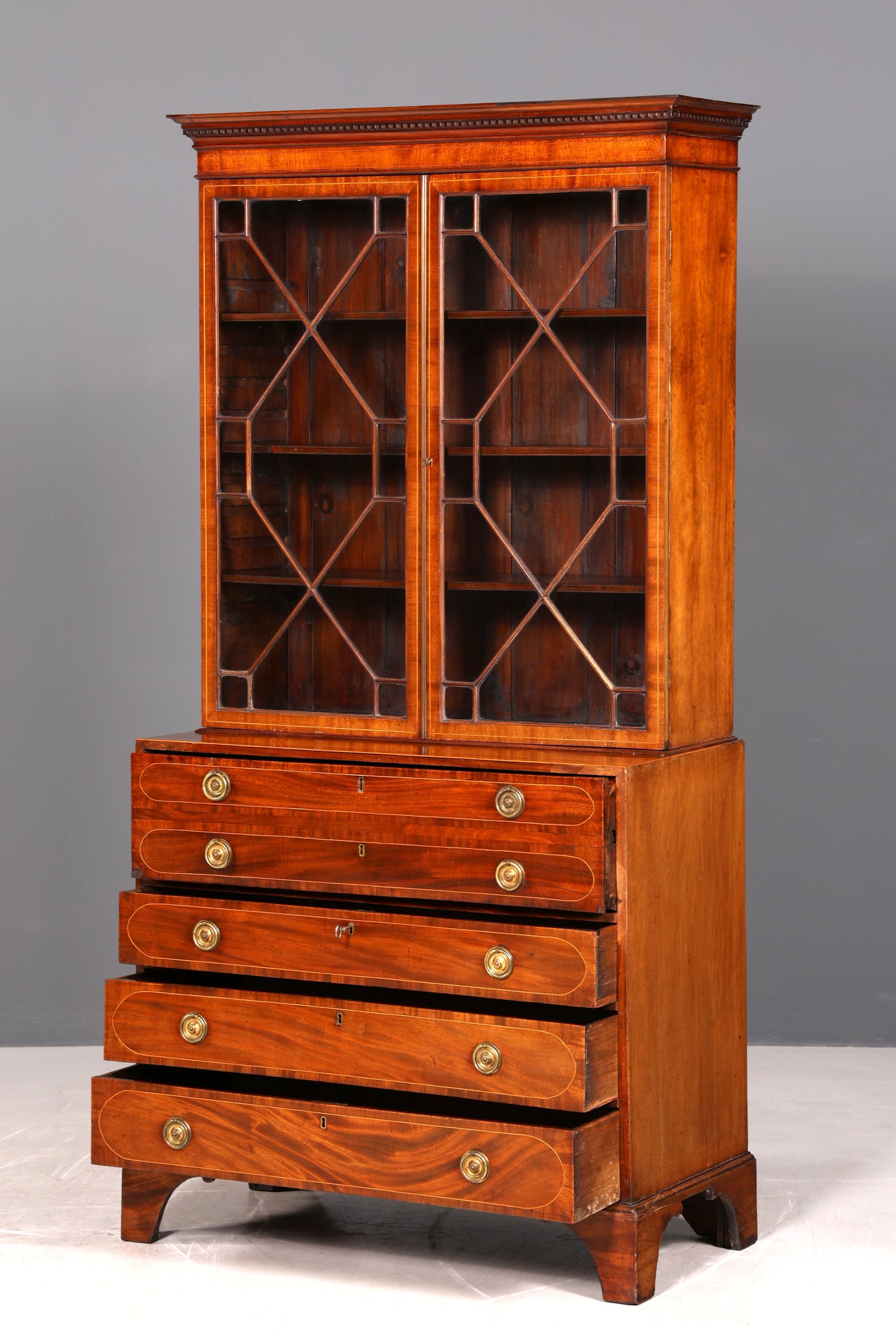 G785 Finish Wunderschöne Englische Vitrine Bibliothek Sekretär echt Holz Antik Schrank Regal (Kopie)