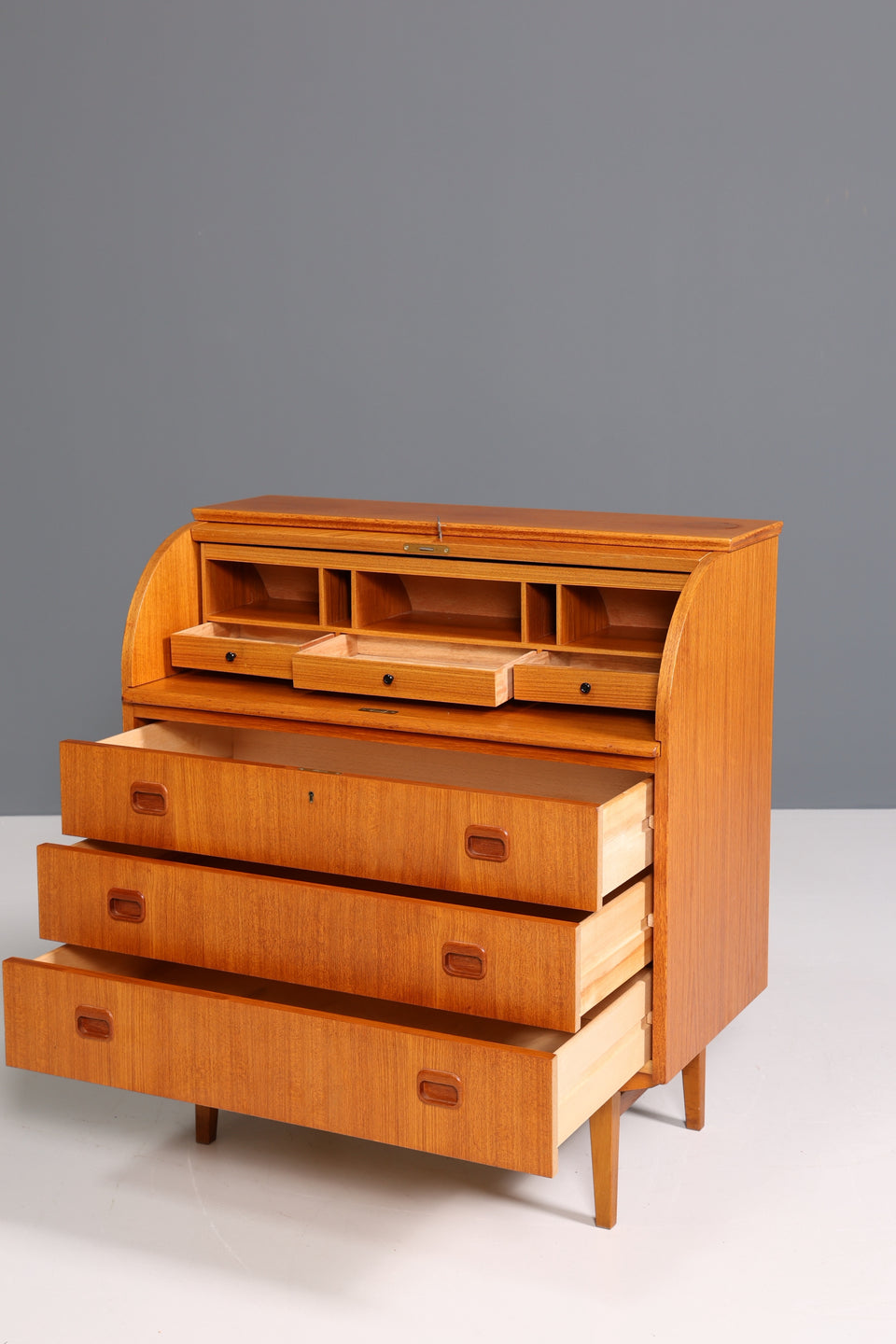 Danish Design Sekretär Mid Century Teak Holz Rollladen Schrank