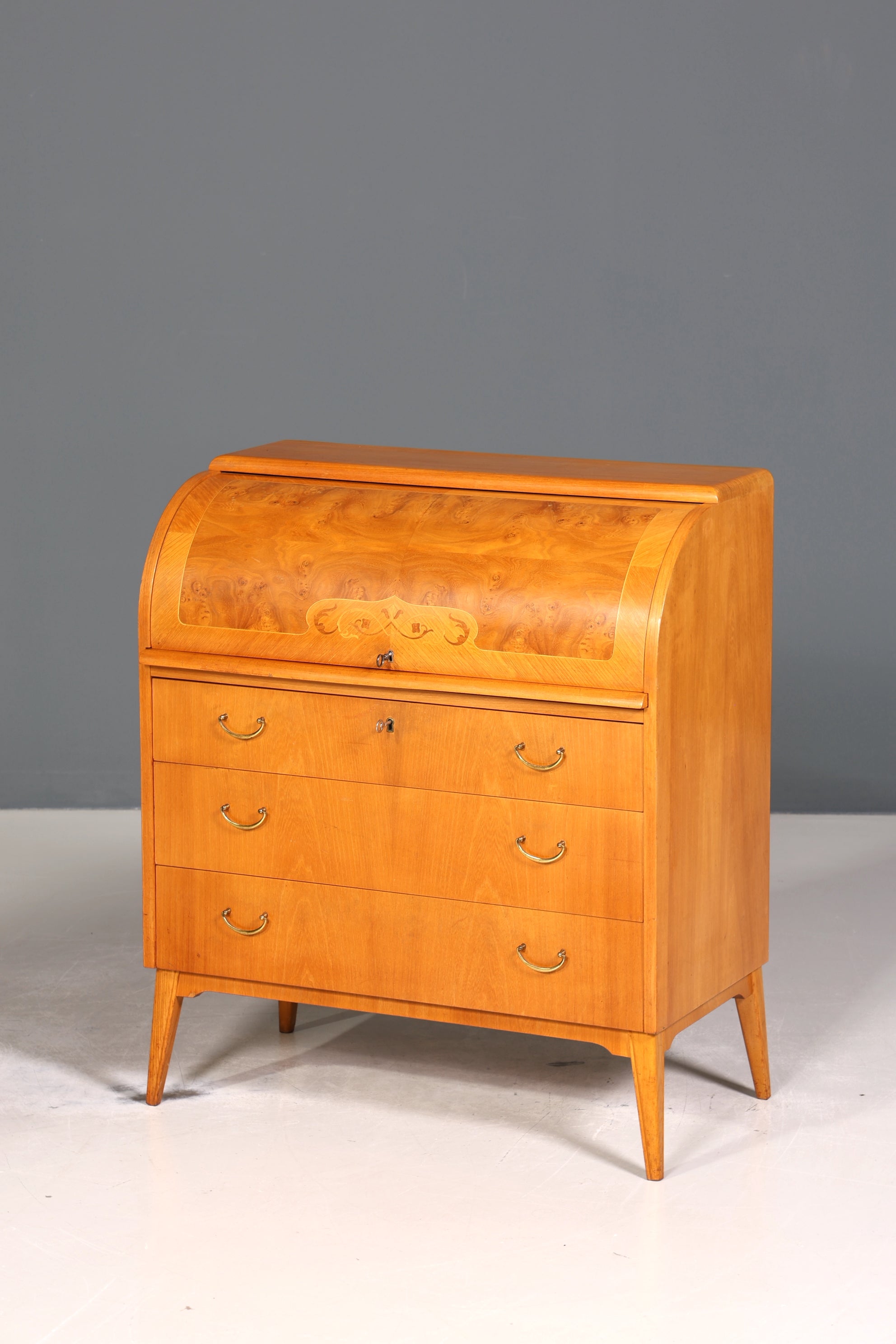 Wunderschöner Mid Century Rollladen Sekretär echt Holz Büro Schrank Vintage Schreibkommode